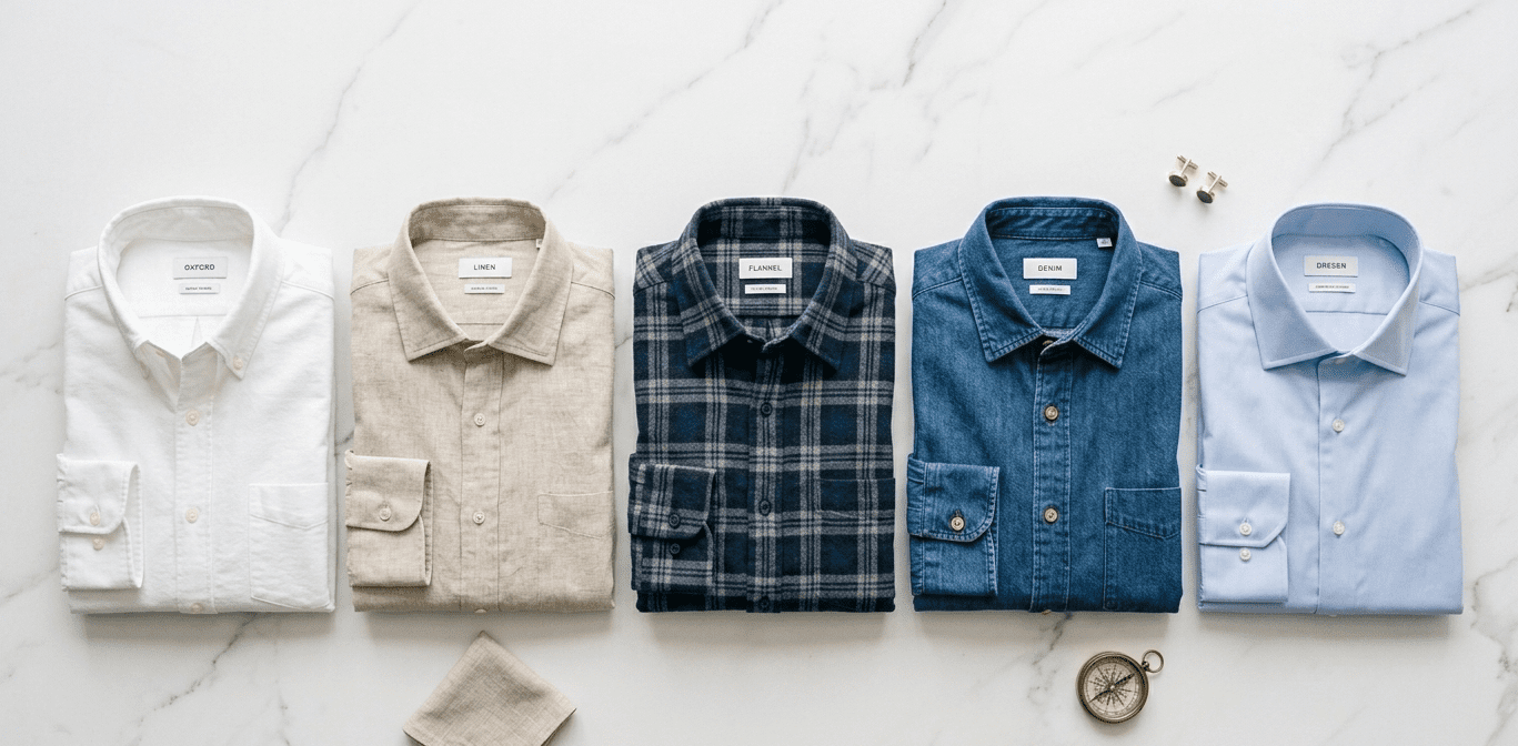 shirts every man should own flat lay
